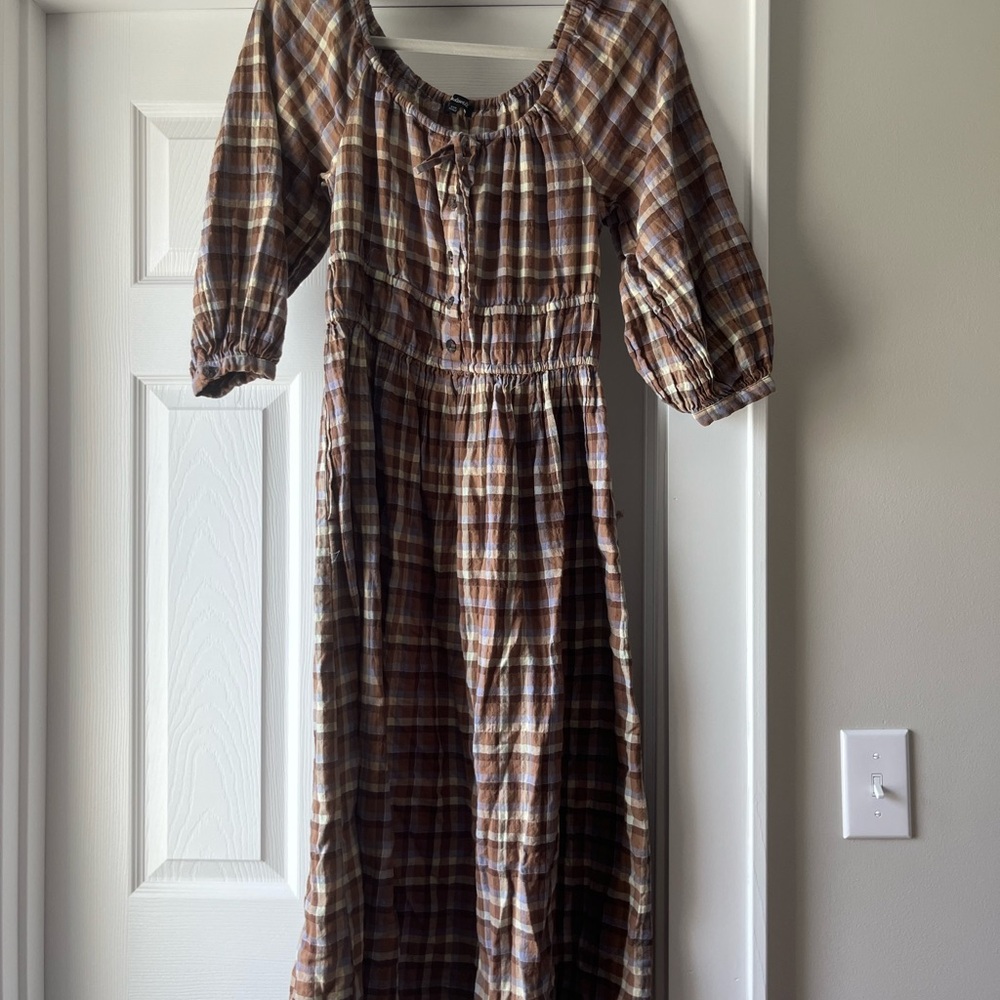 Plaid Long-Sleeve Dress